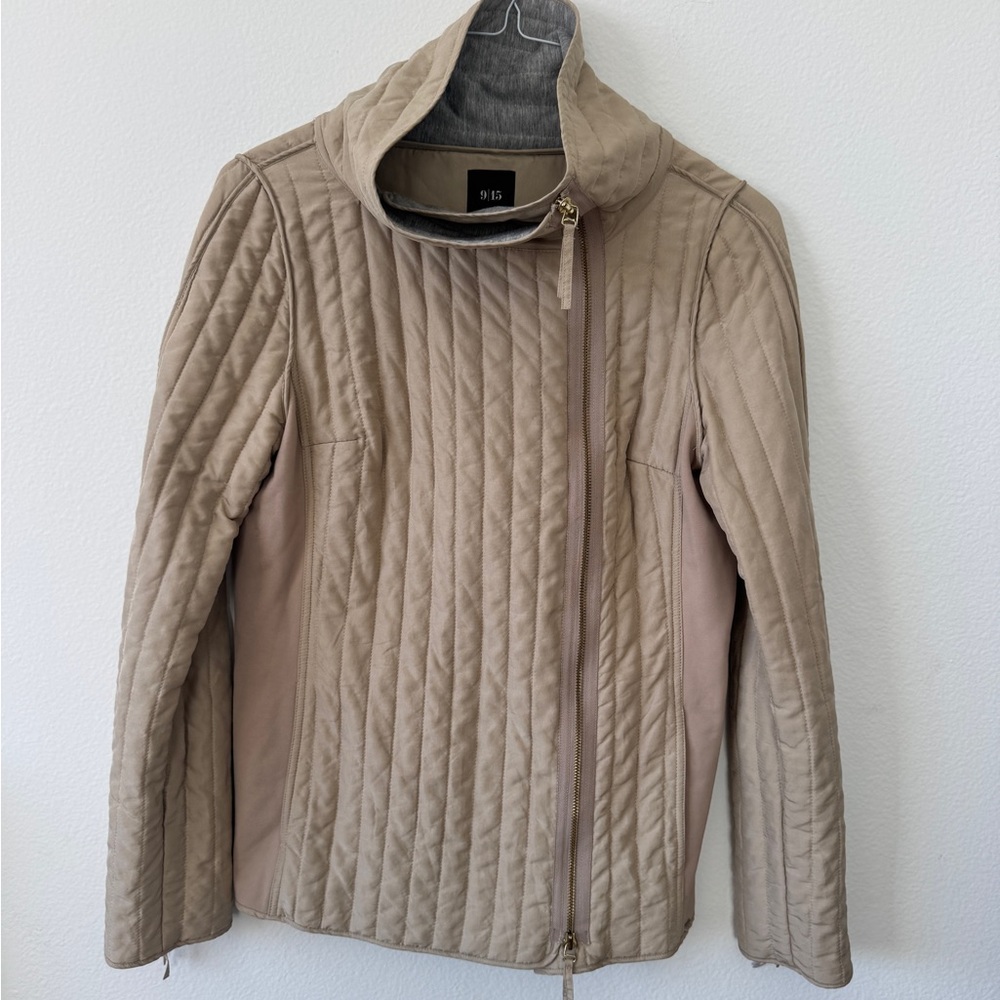 Saks Fifth Avenue Black Label Taupe Quilted Puffer Jacket
